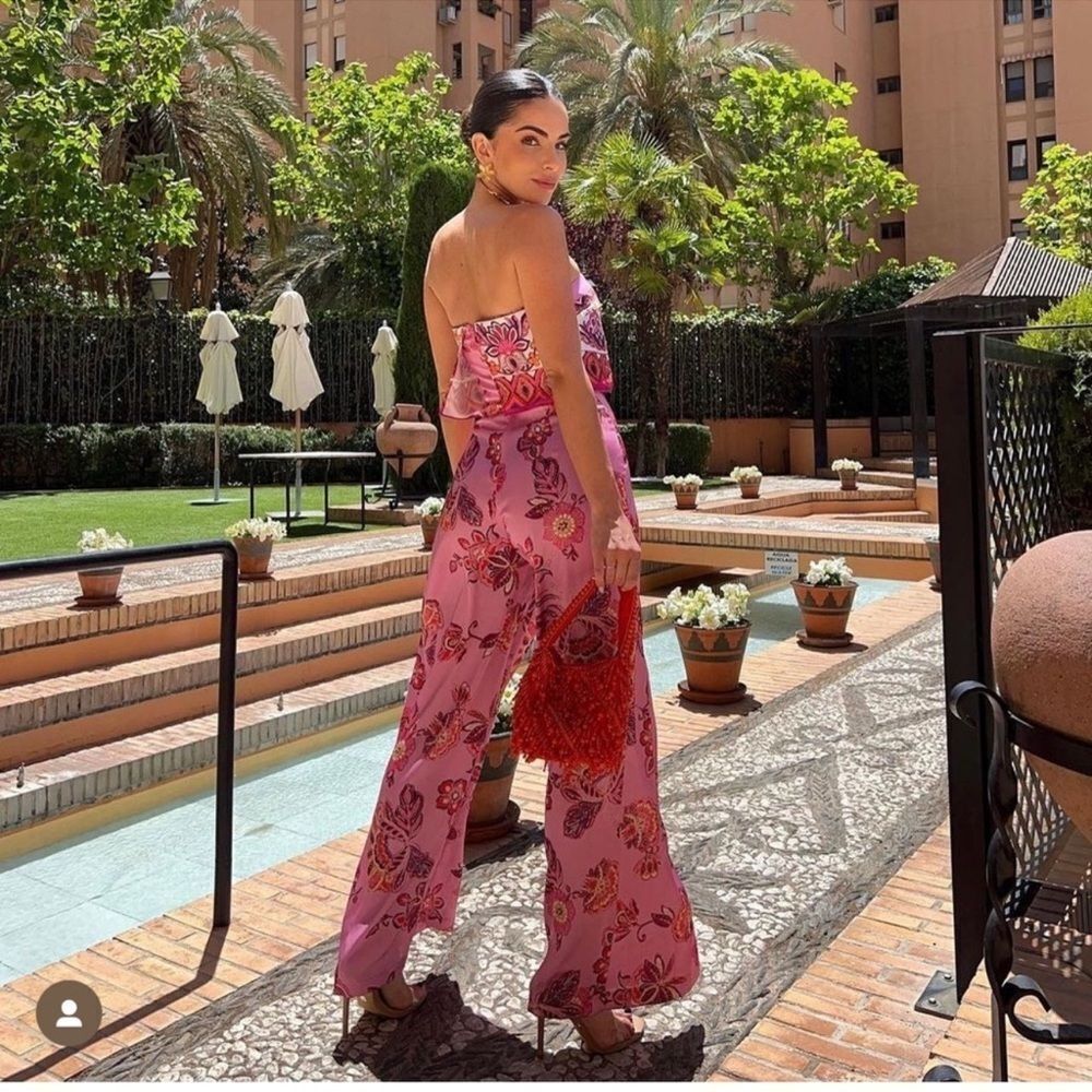 Zara blogger favorite strapless wide leg jumpsuit NWT - Picture 8 of 12